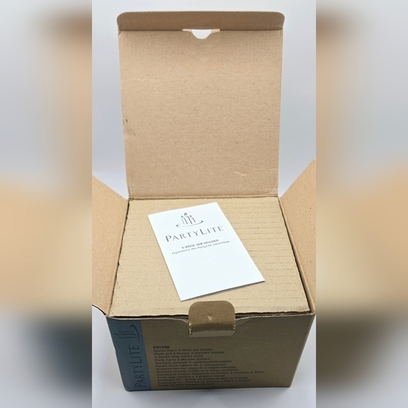 PartyLite Brown Metal Rustic Swirl 3 Wick Jar Candle Holder Retired 2013 - Picture 7 of 9